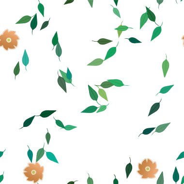 Basit renkli çiçekleri ve yeşil yaprakları olan güzel kompozisyon, vektör illüstrasyonu  