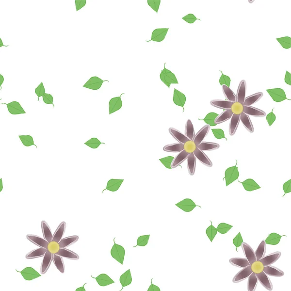 Composição Bonita Com Flores Coloridas Simples Folhas Verdes Ilustração Vetorial — Vetor de Stock