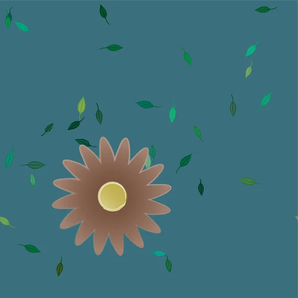 Belle Composition Avec Des Fleurs Colorées Simples Des Feuilles Vertes — Image vectorielle