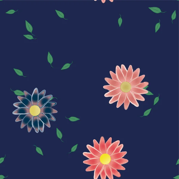 Belle Composition Avec Des Fleurs Colorées Simples Des Feuilles Vertes — Image vectorielle