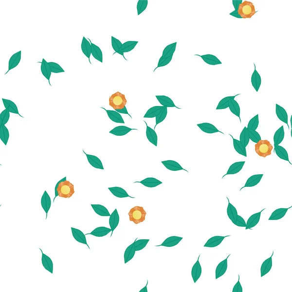 Красивая Композиция Простыми Цветными Цветами Зелеными Листьями Векторная Иллюстрация — стоковый вектор