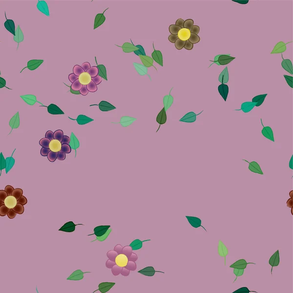 Belle Composition Avec Des Fleurs Colorées Simples Des Feuilles Vertes — Image vectorielle