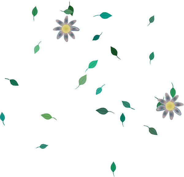 Composição Bonita Com Flores Coloridas Simples Folhas Verdes Ilustração Vetorial — Vetor de Stock