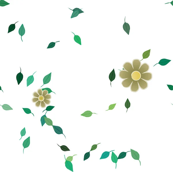 Composição Bonita Com Flores Coloridas Simples Folhas Verdes Ilustração Vetorial — Vetor de Stock