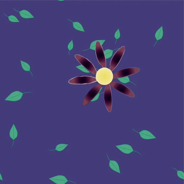 Belle Composition Avec Des Fleurs Colorées Simples Des Feuilles Vertes — Image vectorielle