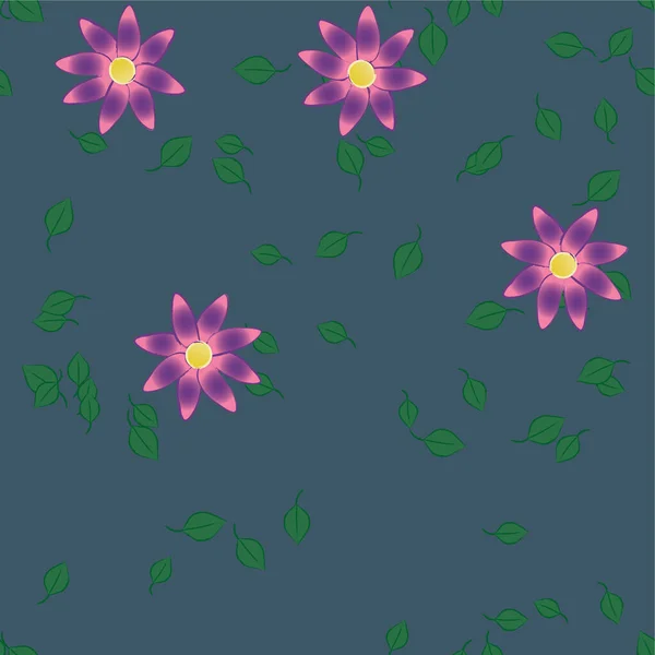 Belle Composition Avec Des Fleurs Colorées Simples Des Feuilles Vertes — Image vectorielle