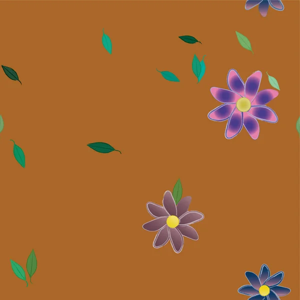 Belle Composition Avec Des Fleurs Colorées Simples Des Feuilles Vertes — Image vectorielle