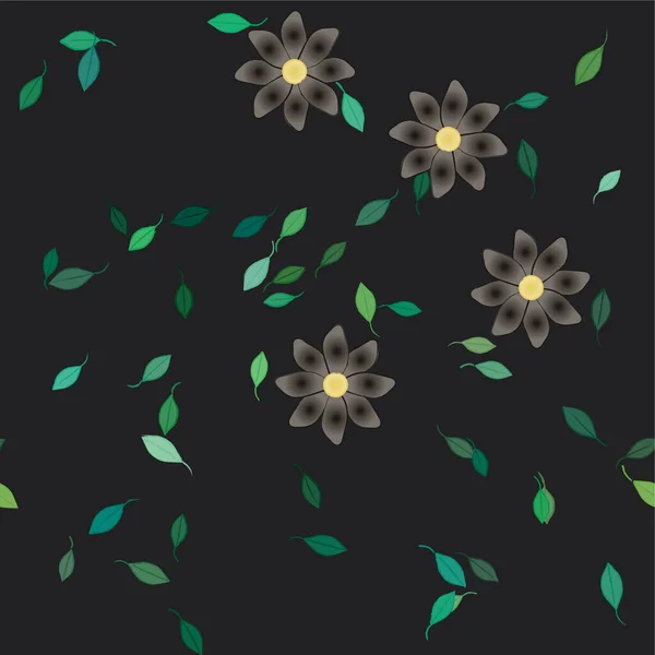 Belle Composition Avec Des Fleurs Colorées Simples Des Feuilles Vertes — Image vectorielle