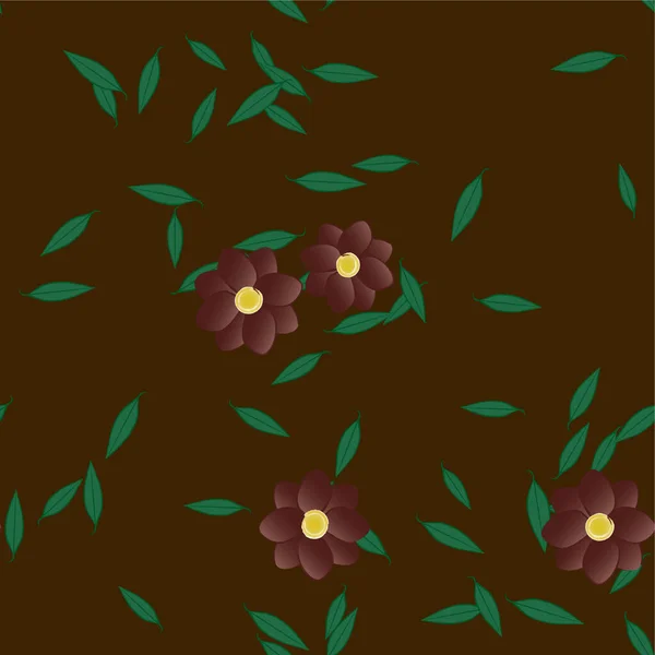 花と線のシームレスなパターン ベクターイラスト — ストックベクタ