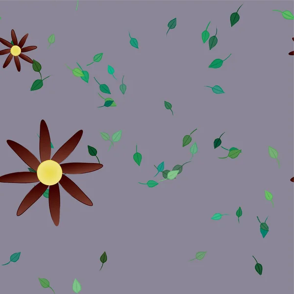 Belle Composition Avec Des Fleurs Colorées Simples Des Feuilles Vertes — Image vectorielle