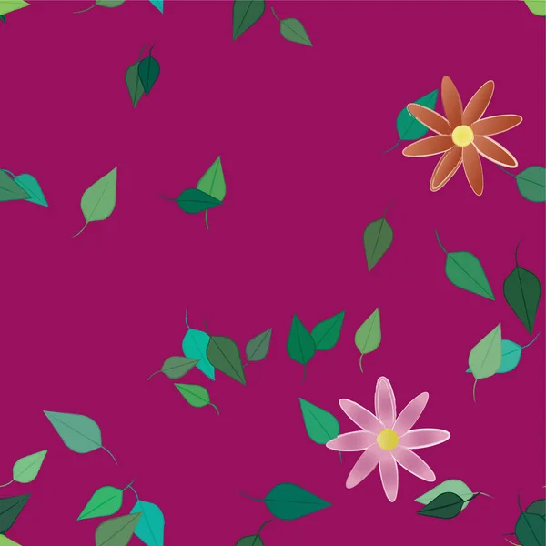 花と線のシームレスなパターン ベクターイラスト — ストックベクタ