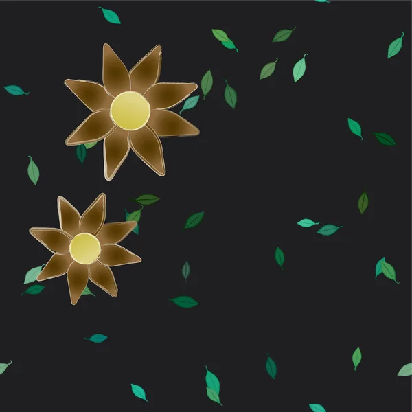 Belle Composition Avec Des Fleurs Colorées Simples Des Feuilles Vertes — Image vectorielle