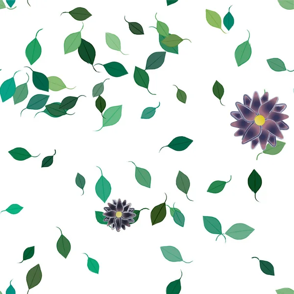 Composição Bonita Com Flores Coloridas Simples Folhas Verdes Ilustração Vetorial — Vetor de Stock