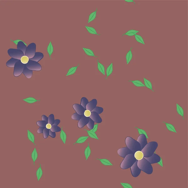 Belle Composition Avec Des Fleurs Colorées Simples Des Feuilles Vertes — Image vectorielle