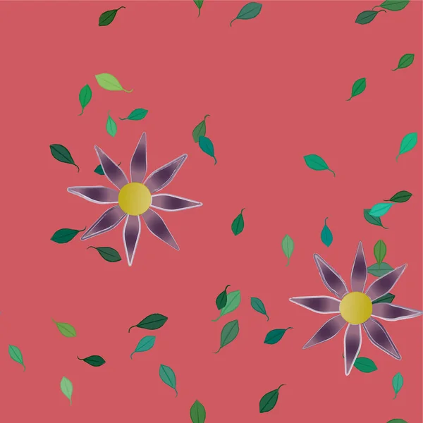 Flores Abstratas Com Folhas Verdes Composição Livre Ilustração Vetorial —  Vetores de Stock