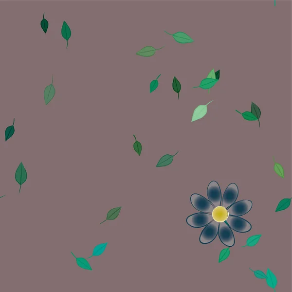 Flores Abstractas Con Hojas Verdes Composición Libre Ilustración Vectorial — Vector de stock