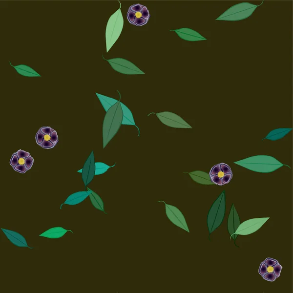 Abstracte Bloemen Met Groene Bladeren Vrije Compositie Vector Illustratie — Stockvector