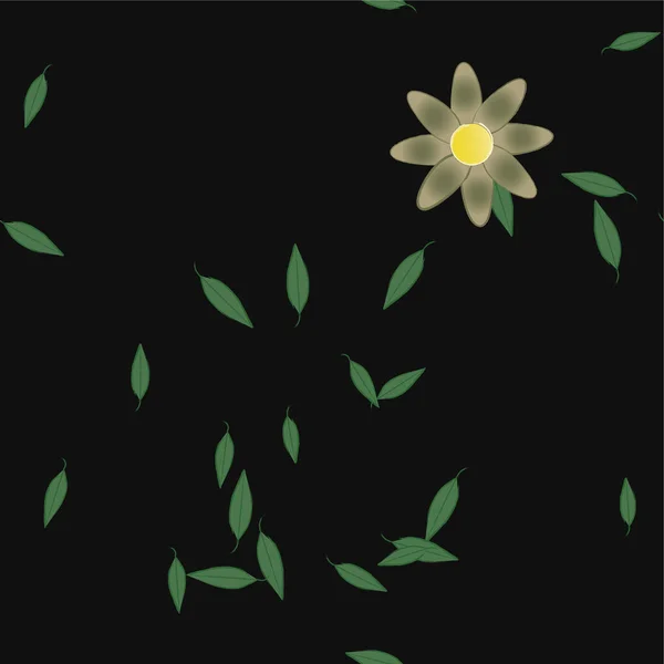 Fleurs Abstraites Avec Feuilles Vertes Composition Libre Illustration Vectorielle — Image vectorielle