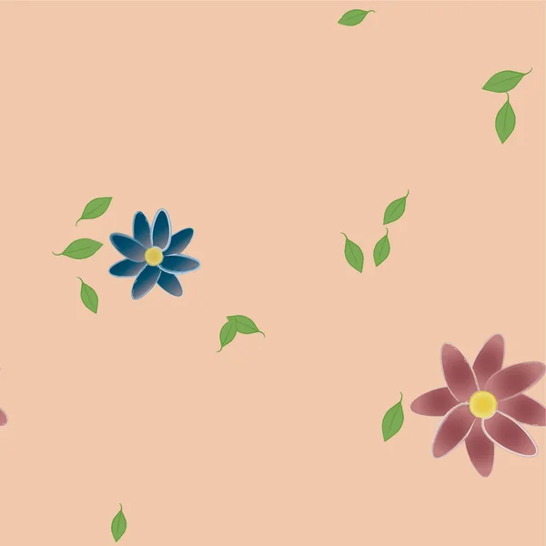 Flores Abstractas Con Hojas Verdes Composición Libre Ilustración Vectorial — Archivo Imágenes Vectoriales