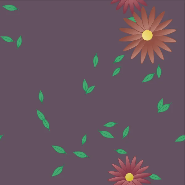 Flores Abstratas Com Folhas Verdes Composição Livre Ilustração Vetorial — Vetor de Stock