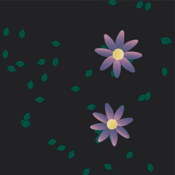 Αφηρημένα Λουλούδια Πράσινα Φύλλα Ελεύθερη Σύνθεση Διανυσματική Απεικόνιση — Διανυσματικό Αρχείο