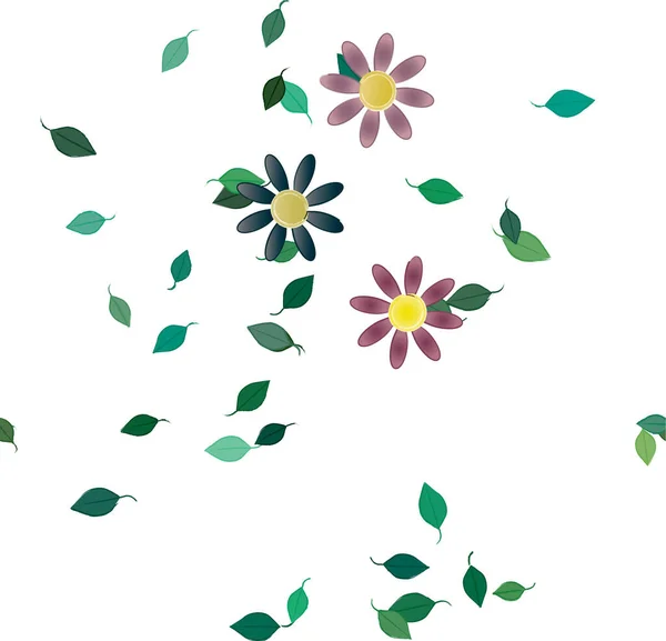 Abstrakteja Kukkia Vihreät Lehdet Vapaassa Koostumuksessa Vektori Kuva — vektorikuva