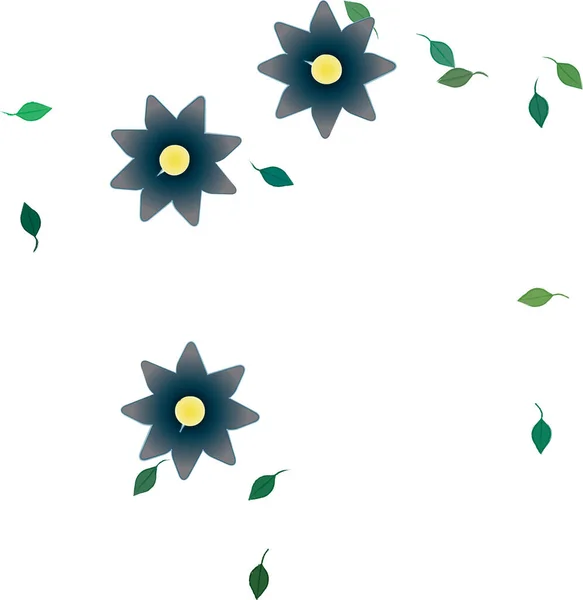 Flores Abstractas Con Hojas Verdes Composición Libre Ilustración Vectorial — Vector de stock