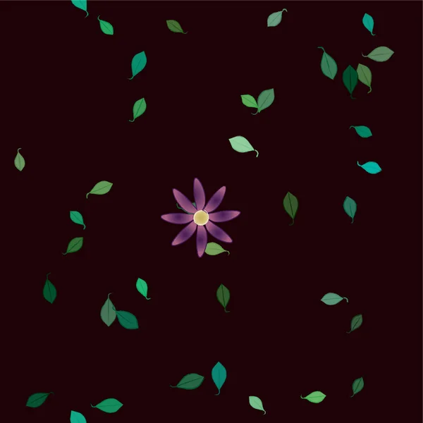 Abstrakte Blomster Med Grønne Blader Fri Sammensetning Vektorillustrasjon – stockvektor