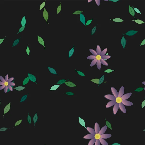 Flores Abstractas Con Hojas Verdes Composición Libre Ilustración Vectorial — Archivo Imágenes Vectoriales