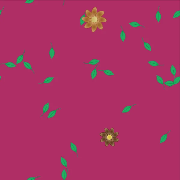Abstraktní Květiny Zelenými Listy Volném Složení Vektorová Ilustrace — Stockový vektor
