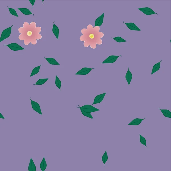 Fleurs Abstraites Avec Feuilles Vertes Composition Libre Illustration Vectorielle — Image vectorielle