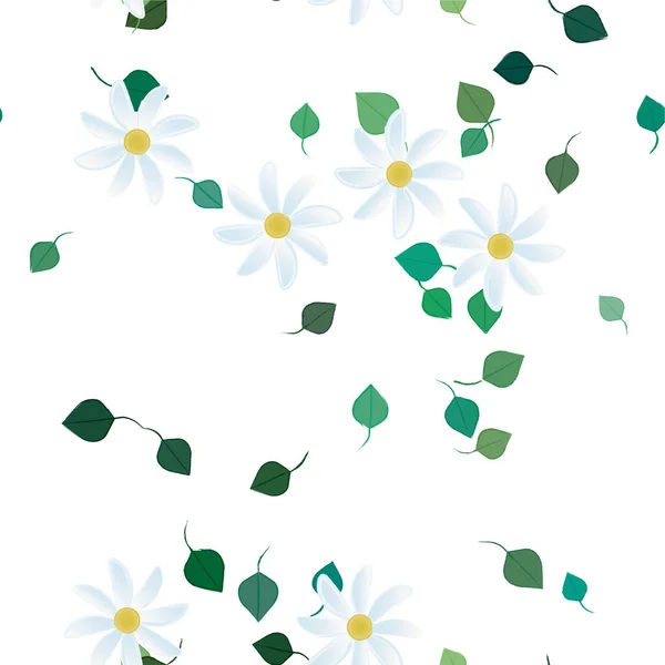 Serbest Kompozisyonda Yeşil Yapraklı Soyut Çiçekler Vektör Illüstrasyonu — Stok Vektör