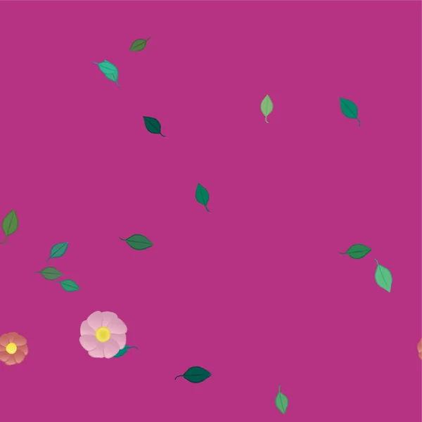 Flores Abstractas Con Hojas Verdes Composición Libre Ilustración Vectorial — Vector de stock