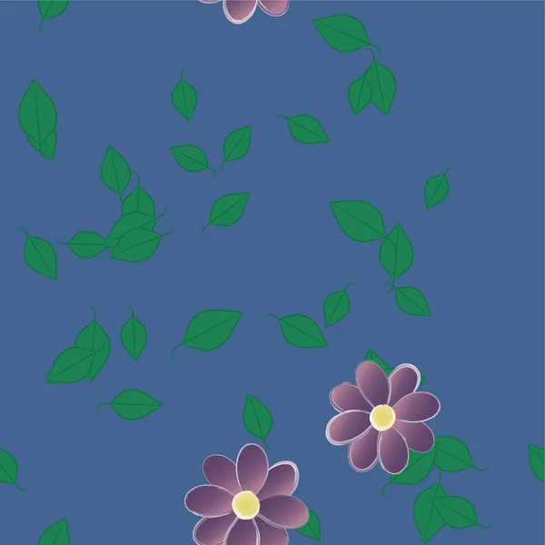 Flores Abstractas Con Hojas Verdes Composición Libre Ilustración Vectorial — Vector de stock