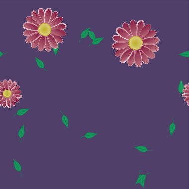 Serbest kompozisyonda yeşil yapraklı soyut çiçekler, vektör illüstrasyonu