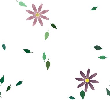 Serbest kompozisyonda yeşil yapraklı soyut çiçekler, vektör illüstrasyonu