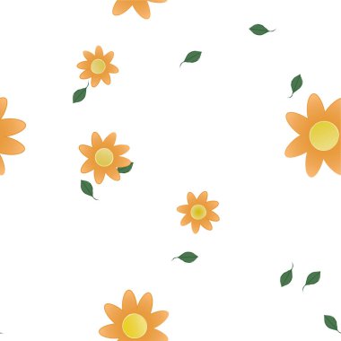 Serbest kompozisyonda yeşil yapraklı soyut çiçekler, vektör illüstrasyonu