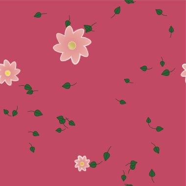 Serbest kompozisyonda yeşil yapraklı soyut çiçekler, vektör illüstrasyonu