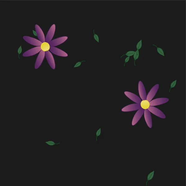 Flores Abstractas Con Hojas Verdes Composición Libre Ilustración Vectorial — Archivo Imágenes Vectoriales