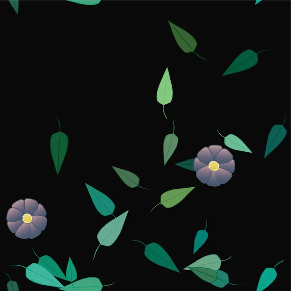 Abstracte Bloemen Met Groene Bladeren Vrije Compositie Vector Illustratie — Stockvector