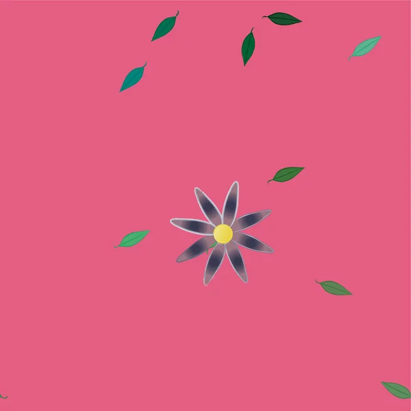 Flores Abstractas Con Hojas Verdes Composición Libre Ilustración Vectorial — Vector de stock