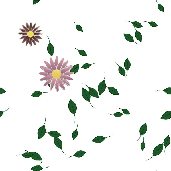 Абстрактні Квіти Зеленим Листям Вільній Композиції Векторні Ілюстрації — стоковий вектор