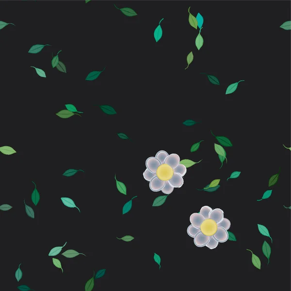 Abstrakta Blommor Med Gröna Blad Fri Komposition Vektor Illustration — Stock vektor