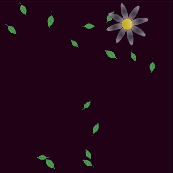 有自由构图的绿叶的抽象花 矢量插图 — 图库矢量图片