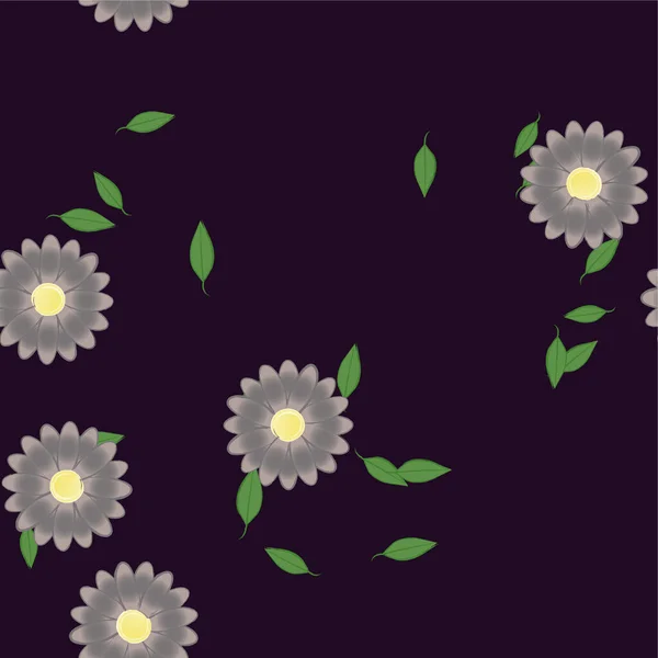 Fleurs Abstraites Avec Feuilles Vertes Composition Libre Illustration Vectorielle — Image vectorielle