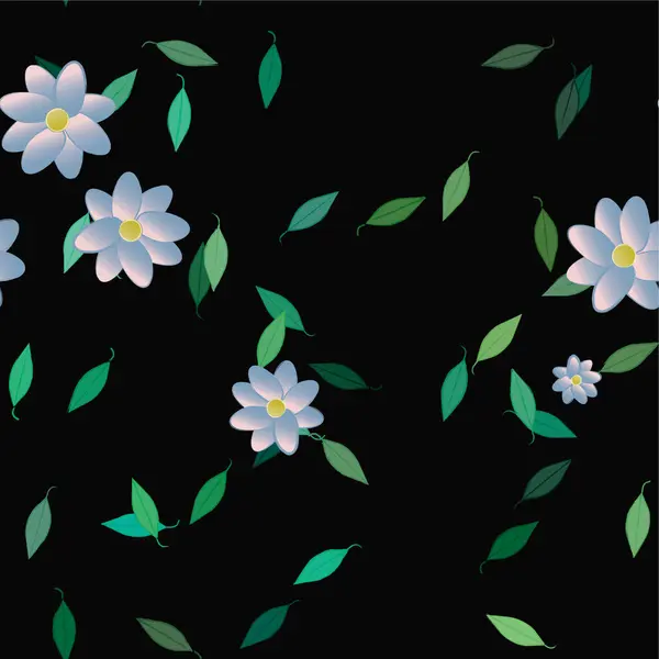 Abstrakte Blomster Med Grønne Blader Fri Sammensetning Vektorillustrasjon – stockvektor