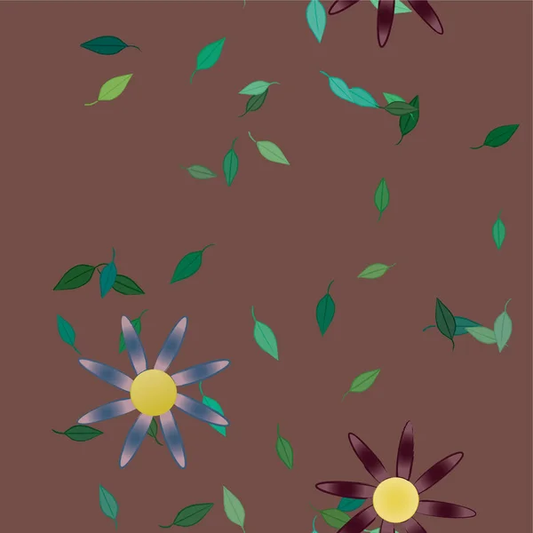 Abstracte Bloemen Met Groene Bladeren Vrije Compositie Vector Illustratie — Stockvector