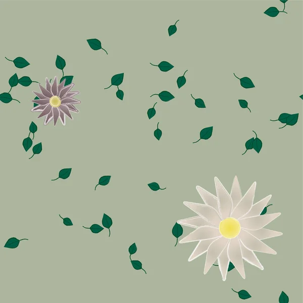 Flores Abstractas Con Hojas Verdes Composición Libre Ilustración Vectorial — Archivo Imágenes Vectoriales