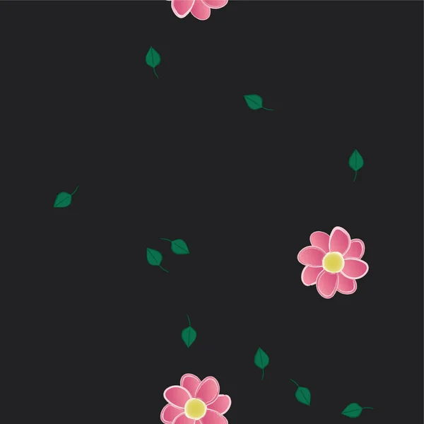 Abstracte Bloemen Met Groene Bladeren Vrije Compositie Vector Illustratie — Stockvector