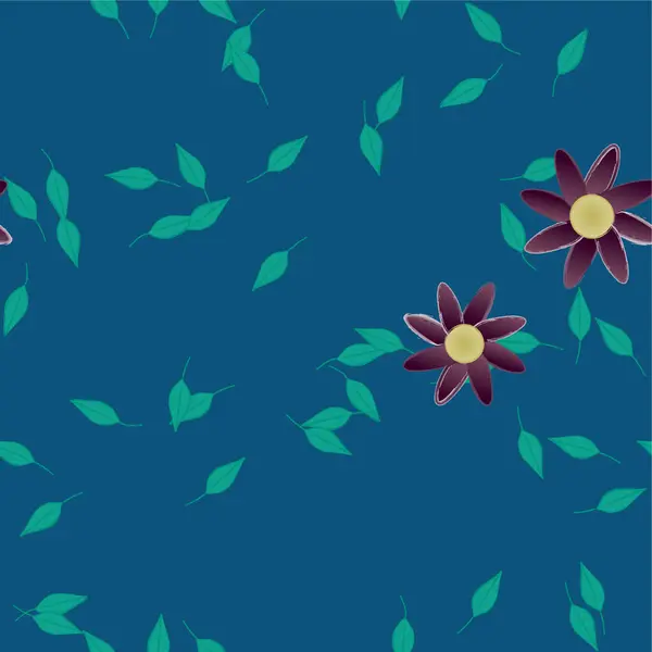 Abstracte Bloemen Met Groene Bladeren Vrije Compositie Vector Illustratie — Stockvector